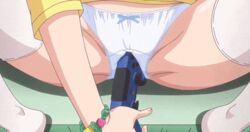 animated baka_na_imouto_o_rikou_ni_suru_no_wa_ore_no_xx_dake_na_ken_ni_tsuite blonde_hair bracelet breasts collaboration_works controller female large_breasts masturbation mitsui_hana screencap solo spread_legs