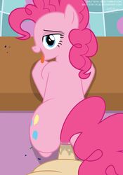 2016 blue_eyes cutie_mark duo earth_pony equine female feral friendship_is_magic fur hair hi_res horse inside looking_at_viewer looking_back male mammal my_little_pony penetration penis pink_fur pink_hair pinkie_pie_(mlp) pony pussy_juice sex shutterflyeqd straight tongue tongue_out