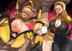 1girls 2boys after_fight assisted_rape bar_censor beaten big_breasts blonde_hair bodysuit brown_eyes busty captured captured_heroine censored choker defeated defeated_heroine exposed_breasts exposed_pussy forced hairband helpless jumpsuit king_of_fighters kta_osushi large_breasts leather leather_clothing legs_apart legs_held_open legs_spread lien_neville mature_female milf missionary missionary_position punishment rape rough_sex scared scared_expression spread_legs thick_ass thick_thighs vaginal_penetration worried worried_expression