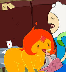 2013 adventure_time big_breasts breasts card cartoon_network english_text fellatio female finn_the_human flame_princess handjob male oral penis pussy quasi99 sex straight text tinfoil