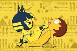 &lt;1_second_video 1boy 1girls 2d 2d_animation animal_crossing animal_crossing_boy animated ankha ankha_ride_(minus8) anthro bandage bouncing_breasts breasts duo egyptian feet feline female foot_fetish foot_lick fur human licking male mammal minus8 nintendo nipples no_sound oral penis sex shorter_than_10_seconds straight striped_tail stripes tagme tongue tongue_out vaginal_penetration video video_games villager_(animal_crossing) yellow_fur