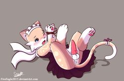 1boy 2016 balls blush bound bow clothing cute feline heart lying maid_uniform male male_only mammal moans penis rope scarf senz shadow solo string uniform