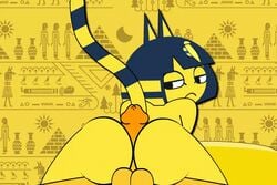 animal_crossing animal_crossing_boy animated ankha ankha_ride_(minus8) ass balls big_butt buttjob feline female male mammal minus8 nintendo penis video_games villager_(animal_crossing) yellow_skin