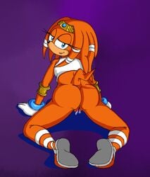 all_fours anthro bent_over female gloves half-closed_eyes looking_back presenting pussy solo_focus sonic_(series) tagme tikal_the_echidna wildswingding