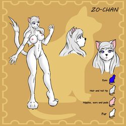 anthro areola breasts english_text feline female fur hair looking_at_viewer mammal model_sheet natysanime navel nipples nude pussy smile solo text wide_hips