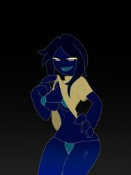 bikini black_background bra dark_skin ghost_humper lifting_shirt oc original_character self_upload shaded yellow_outline