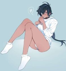 blue_eyes blue_hair dark_skin genshin_impact hoyoverse kaeya_(genshin_impact) long_hair