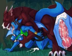 after_transformation ahe_gao all_fours animal_genitalia animal_penis anthro areola black_hair blue_areola blue_body blue_fur blue_nipples blush bodily_fluids bottomwear bracelet breast_grab breasts canid canine canine_genitalia canine_penis canis cervical_contact claws clothing cum cum_in_pussy cum_in_uterus cum_inside cum_on_ground cum_overflow drooling duo fangs female finger_claws forest from_behind_position fur genital_fluids genitals grass grope hair hand_on_breast hi_res internal jewelry jv jvdragoon knot knotted_penis knotting looking_pleasured male male/female mammal muscular muscular_male mythological_canine mythological_creature mythology nipples orgasm orgasm_face penetration penis plant red_body red_eyes red_fur saliva sex shorts size_difference tail teeth thelionfish toe_claws tongue torn_clothing tree uterus vaginal_penetration vaginal_penetration werecanid werecanine werecreature werewolf wings wolf