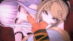 akamatsu_kaede ball_sucking blowjob bookie danganronpa double_blowjob hinata_hajime kirigiri_kyouko
