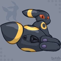 animal_genitalia animal_pussy anus ass canid canine canine_genitalia canine_pussy dark_body dark_fur darkened_anus darkened_genitalia darkened_pussy digital_media_(artwork) eeveelution female feral fur generation_2_pokemon genitals looking_at_viewer looking_back low_res lying mammal nintendo on_side pankatares pawpads paws pixel_(artwork) pokemon pokemon_(species) presenting presenting_anus presenting_hindquarters presenting_pussy pussy red_eyes signature simple_background solo tail umbreon