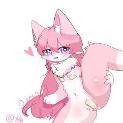 absurd_res blush canid canine female fox fur hi_res mammal monochrome solo