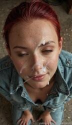 ahe_gao ahe_gao ai_generated animated close-up cum cum_on_face fallout fallout_3 kneeling looking_at_viewer moira_brown pov red_hair red_hair santanai tagme tongue_out video