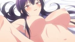 animated anime bed breasts canonical_scene completely_nude completely_nude_female cum cumming_on_belly cumming_on_breasts cumming_on_face cumshot ejaculation female gif haitekudasai_takamine-san large_breasts long_hair missionary_position nude_female official_animation screencap takamine_takane