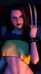1girls ass black_lipstick breasts celebrity curvy_figure dafne_keen deadpool_&_wolverine_(2024) female half_naked marvel marvel_cinematic_universe marvel_comics no_bra solo_female useless_clothing x-23 x-men