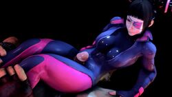 1kmspaint 3d animated big_breasts black_hair bodysuit bouncing_breasts breasts capcom cleavage erection female juri_han large_breasts male no_sound outercourse penis source_filmmaker straight street_fighter street_fighter_v thigh_sex video