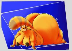 aggretsuko ailurid anthro areola ass big_breasts big_butt breasts female hi_res huge_breasts huge_butt huge_hips huge_thighs hyper hyper_butt hyper_hips hyper_thighs lazy_dogg0 lying mammal nipples red_panda retsuko sanrio solo thick_thighs wide_hips