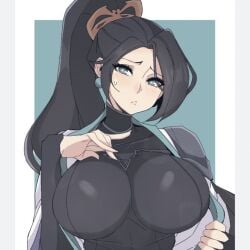breasts green_eyes sage_(valorant) valorant