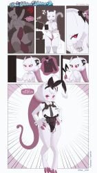 1girls 2026 absurd_res accessory anthro ass bed big_breasts black_clothing black_corset black_latex black_leotard blue_waters_holidays blush breasts bunny_ears bunny_girl bunnysuit clothed clothing comic dialogue english_text eyelashes eyeshadow eyewear female generation_1_pokemon heavy_blush hi_res horn horns latex latex_clothing leotard makeup mega_evolution mega_mewtwo_y mega_stone mewtwo mouth_open naked naked_female nintendo nipples nude nude_female pillow pokemon pokemon_(species) pussy red_eyes skimpy sleeping socks speech_bubble tail tail_sock text thekite thighhighs thighs toast topwear vibrator vibrator_under_clothes vulva white_clothing