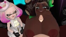 1boy 2girls 3d animated boobjob breasts_bigger_than_head cum cumshot dark-skinned_female female huge_breasts hyper_breasts large_areolae large_breasts marina_(splatoon) massive_breasts mr_chazz80 naked nintendo outercourse paizuri pearl_(splatoon) penis sfm sound source_filmmaker splatoon splatoon_2 tagme video