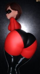 1girls 3d 3d_(artwork) ass ass_focus big_ass bodysuit brown_hair disney elastigirl female female_only looking_back short_hair smitty34 tagme the_incredibles thick_ass thick_thighs