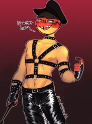 1boy bdsm_outfit countryhumans germany_(countryhumans) glasses male_only malinaismylife smile whip