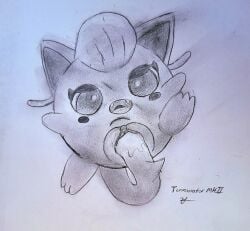 art_trade bulge clitoris feral masturbation paradox_pokemon pokemon pokemon_(species) pussy pussy_juice scream_tail tail_masturbation terminatormkii traditional_media_(artwork) waddling_head