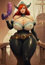 ahe_gao ai_generated dildo huge_ass huge_breasts league_of_legends miss_fortune red_hair thick_ass thick_thighs voluptuous