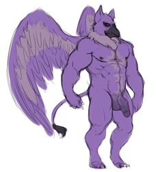 1boy 2015 4_toes abs anthro avian beak biceps big_biceps big_muscles big_penis big_testicles bird black_beak black_claws black_nipples black_sclera claws colored ear_piercing eyrie feathers feet front_view full-length_portrait full_length furry gold_(metal) gold_jewelry gryphon half-erect humanoid_hands humanoid_penis jewelry long_tail lord_kass male male_only manly markings muscular muscular_male neopets nipples no_pupils nude pecs penis piercing portrait pose pubic_hair purple_balls purple_feathers purple_hair purple_markings purple_penis quads red_eyes ring serratus simple_background solo spread_wings standing tail testicles thick_penis toes toony veins veiny_penis video_games white_background wings wkd