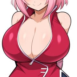 1girls ai_generated alternate_breast_size big_breasts breast_focus breasts chest close-up female huge_breasts large_breasts mullon naruto novelai sakura_haruno solo