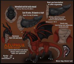 2016 animal_genitalia anus ass azuphur azuphur_(character) claws dragon feral genital_slit highres horn knot male membranous_wings model_sheet nude open_mouth penis pose presenting presenting_hindquarters scalie simple_background slit smile solo teeth tongue western western_dragon wings