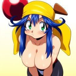 1girls artist_request ass bandana bandana bandana_only bandanna_only big_ass big_breasts blue_hair blush blush blushing_at_viewer blushing_female breasts covering covering_breasts covering_crotch covering_nipples female green_eyes happy happy_female huge_breasts large_ass large_breasts light-skinned_female light_skin lime_(saber_j) long_hair looking_at_viewer naked naked_female saber_marionette_j thighs voluptuous voluptuous_female wide_hips yellow_bandana yellow_bandanna