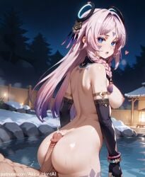 ai_assisted ai_generated akira_hentai ass, breasts breasts_out buttjob, citlali_(genshin_impact) genshin_impact moonlight naked onsen panties panties_around_leg panties_down panties_removed patreon patreon_reward penis_on_ass pink_hair set shaman sideboob sunset tits_out undressing wet wet_body wet_skin