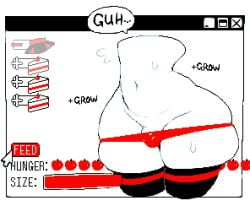 1boy 2024 ass_expansion bottom_heavy bulge computer computer_screen dizzyspells feeding femboy gameplay_mechanics hip_expansion huge_hips male male_only panties scythe_(dizzyspells) small_penis thick_thighs thigh_expansion thighhighs