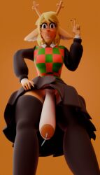3d anthro aroused aroused_face big_breasts big_penis blush blush_lines blushing_at_viewer cooperslearningblender cute cute_face deer deltarune dripping_precum fat_ass flashing flashing_penis futa futa_only futanari hand_sign huge_cock leggings lifting_own_clothes lifting_skirt nervous nervous_smile noelle_holiday peace_sign skirt skirt_lift standing sweater thick_thighs thighhighs thighs
