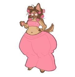 anthro beads big_ass big_butt canine clothed domestic_dog dreadlocks fat_ass femboy looking_away makeup male thick_thighs thighs uninterested wide_hips