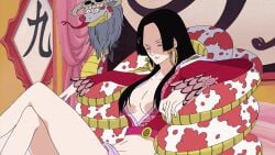 1girls animated black_hair boa_hancock edit large_breasts no_panties one_piece procreate_(software) pussy spread_legs tagme uncensored