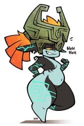 1girls belly belly_button curvy female female_focus female_only imp imp_midna legendofnerd long_hair midna nintendo pear_shaped ponytail red_hair smug solo solo_female the_legend_of_zelda thick thick_thighs twilight_princess