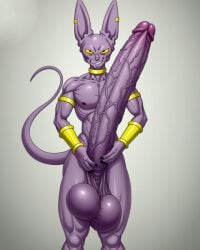 ai_generated beerus dragon_ball femboy hyper_penis looking_at_viewer smirking solo tagme veiny_penis