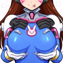 1girls ai_generated alternate_breast_size big_breasts bodysuit breast_focus breasts chest close-up d.va female large_breasts mullon novelai overwatch solo