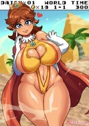 1boy 1girls 2024 2d big_breasts big_thighs blue_eyes boob_window breasts brown_hair cape color crown ear_piercing earrings female gigantic_breasts gloves huge_breasts huge_thighs impossible_clothes large_breasts large_thighs leotard mario_(series) massive_breasts muscular muscular_female nintendo open_mouth power_daisy_(renshirou) princess_daisy r0771 renshirou renzaburo0771 shiny_ass shiny_breasts shiny_butt shiny_hair shiny_skin short_hair skimpy skimpy_clothes super_mario_land tan_body tan_skin tanned tanned_female tanned_skin thick_thighs thighs white_gloves