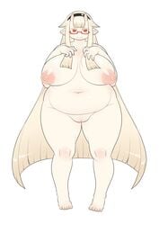 big_breasts blush breasts chikurako_kanoeki eyewear female glasses horns looking_at_viewer namu_gunsou nipples nude oni overweight pussy solo thick_thighs