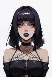 ai_generated black_hair choker female goth tagme