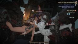 2boys 2girls amalj'aa bad_end breast_squish broken_rape_victim cum cum_in_pussy cum_inside final_fantasy_xiv gameplay_mechanics held_up holding_hands hrothgar huge_cock mindbreak naked pressed_against purple_hair rape sex size_difference status_effect tattoo triata_art viera white_fur