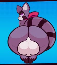 anthro ass backsack balls bedroom_eyes bent_over big_balls big_butt euphorica genitals hi_res indigo_park male mammal narrowed_eyes presenting presenting_hindquarters procyonid raccoon rambley_raccoon rear_view seductive solo thick_thighs wide_hips