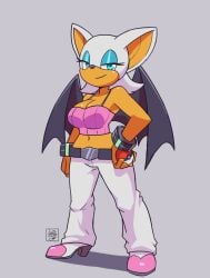 1girls 2022 anthro bare_shoulders belly_button belt big_breasts bracelet cleavage clothing cosplay crop_top crossover deathzera digital_media_(artwork) furry game_freak grey_background hi_res looking_at_viewer navel nintendo pokemon pokemon_trainer rouge_the_bat sabrina_(pokemon) sega solo sonic_(series) sonic_the_hedgehog sonic_the_hedgehog_(series) tagme white_background wings