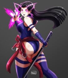 1girls angelox27 ass ass_focus big_ass bubble_butt female female_only marvel marvel_rivals psylocke psylocke_(marvel_rivals) sai_(marvel) thick_thighs tight_clothing vengeance_psylocke