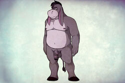 animal_genitalia animal_penis anthro anthrofied balls big_ears disney donkey eeyore equine equine_penis flaccid front_view full-length_portrait grumpy hooves horsecock male male_only mammal moobs musclegut navel nipples penis portrait slightly_chubby solo standing straight_hair winnie_the_pooh_(franchise) wkd