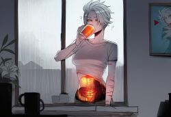 ai_assisted ai_generated aspect_host burning burning_flesh burning_guts burning_inside kayle lava league_of_legends pain self_harm white_hair