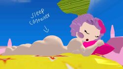 3d asleep bed bedroom black_eyes button_eyes huge_ass inky kabalmystic_(style) lalaloopsy light-skinned_female mikumikudance mmd nude_female pillow_featherbed purple_hair ragdoll sleeping sleeping_nude