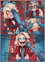 1boy 1boy1girl 1girls ahe_gao ai_assisted ai_generated angry before_and_after blonde_female blonde_hair blowjob blue_body blue_eyes blue_penis blush bowtie brainwashing carpet charlie_morningstar_(hazbin_hotel) comic corruption crazy_eyes cum deepthroat defeated defeated_heroine double_v electricity english_text fangs female forced forced_oral from_above glaring hand_on_head hazbin_hotel hazbin_hotel_(season_2) head_grab heterochromia hidden_sex hypnosis imminent_sex indoors irrumatio jacket kneeling large_penis lesbian_conversion lesbian_with_male light-skinned_female looking_at_viewer lustful_mind male/female messy messy_hair mind_break mind_control one_eye_closed open_mouth oral oral_sex pale_skin peace_sign penis_on_face personality_change red_eyes self_upload shaded_face sharp_teeth spiral spiral_eyes tagme text veiny_penis voluptuous vox_(hazbin_hotel) yellow_sclera